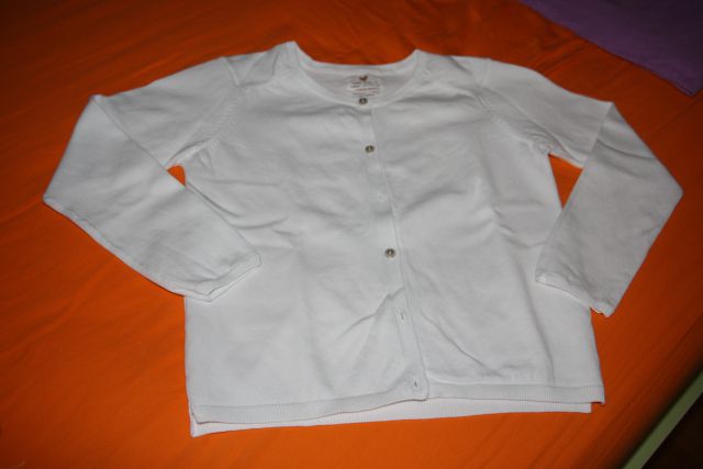 Zara, bela bombažna pletena jopica 128