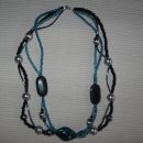 316 Ogrlica modro-sivo-črna perle+steklo (M)