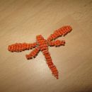 7 Broška oranžen kačji pastir perlice+žica (M)