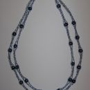24 Ogrlica dvojna modra žica+perle*