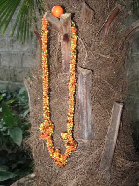 25 Kvačkana ogrlica z vozli oranžno-rumeno-rjava perlice (M)
