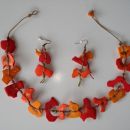 4 Komplet ogrlica+uhani rdeče-oranžen (M)