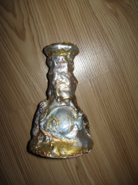 8 Svečnik srebrno-zlato-moder iz tretje strani gips (M)