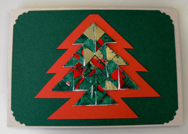 Teabag folding - čestitka iz malih delčkov papirja, zgibanih in sestavljenih v celoto
