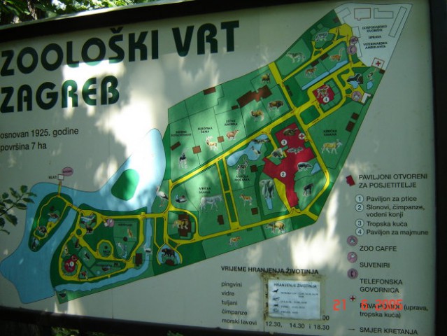 Mapa živalskega vrta v Zagrebu