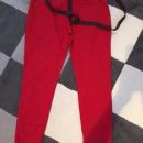 Zara rdeče hlače z naramnicami