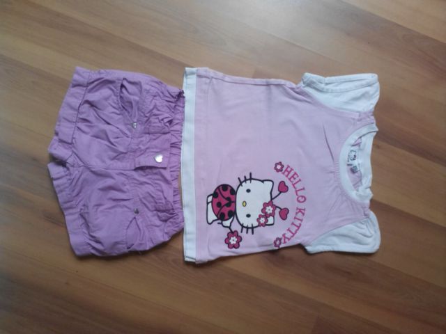 Komplet majica Wenice Hello Kitty št.92 in kr.hlače Zara št.86 - 4EUR