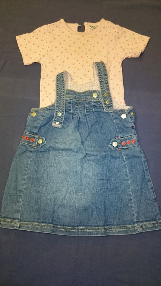 Jeans oblekica in majčka s kratkimi rokavi Bob de Baer (86, 12-18 mesecev)