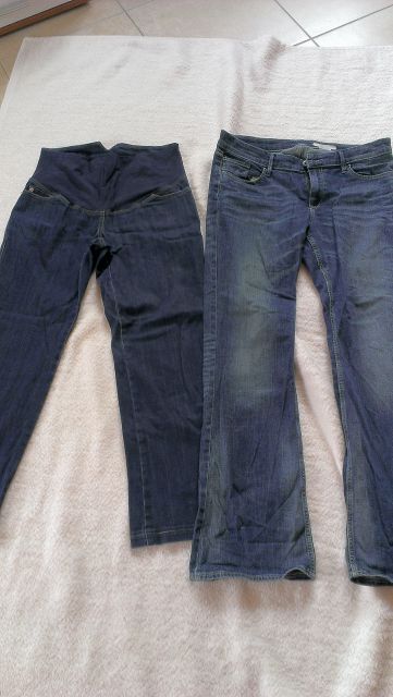 Nosečniške jeans hlače La Vie št. S in jeans hlače št.M(31x32)