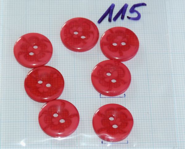 Plastični gumbi z rožico rdeči