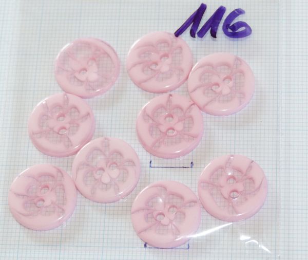 Plastični gumbi z rožico roza