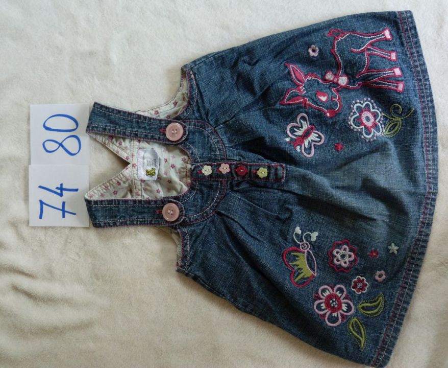 Jeans oblekica z lepimi detajli št. 74-80