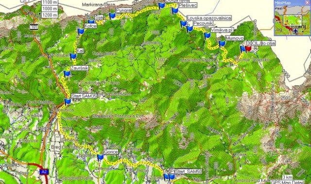SAM 50km, trasa 2007, original narejen z GPS - iztok Boltez 2007